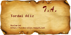 Tordai Aliz névjegykártya